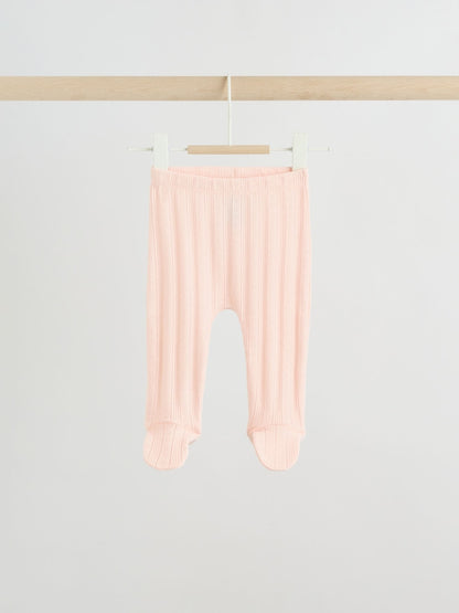 Pink Pointelle Bodysuit Leggings And Cardigan Baby Set 3 Piece (0-9mths)