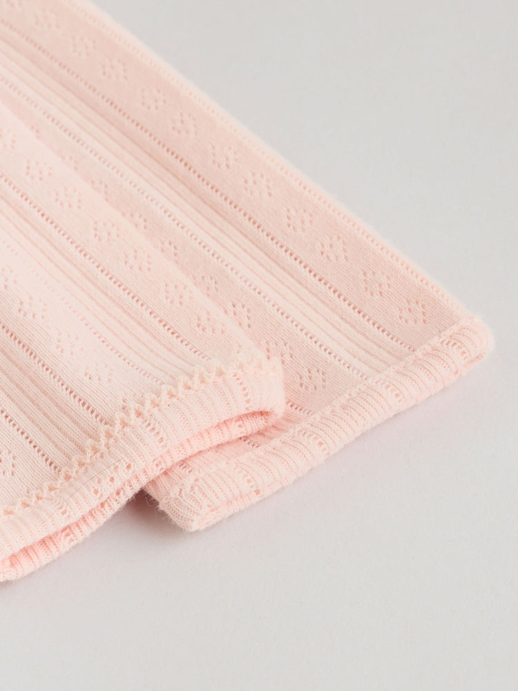 Pink Pointelle Bodysuit Leggings And Cardigan Baby Set 3 Piece (0-9mths)