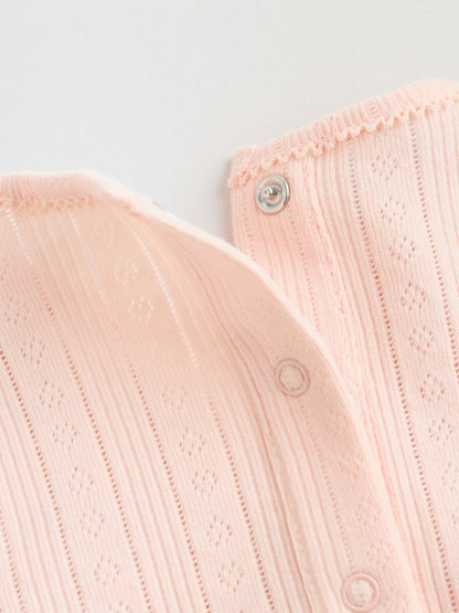 Pink Pointelle Bodysuit Leggings And Cardigan Baby Set 3 Piece (0-9mths)