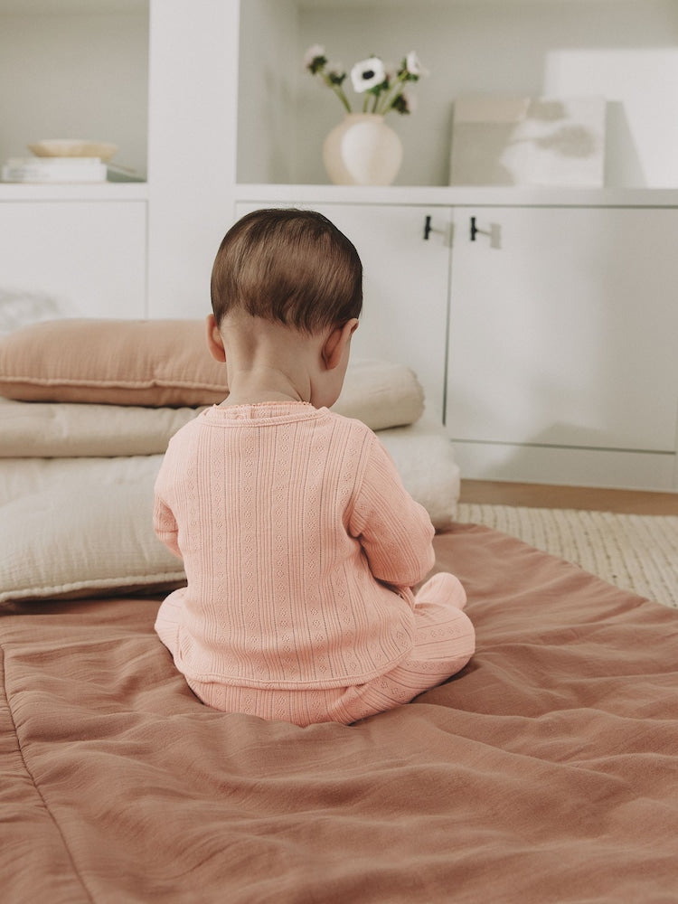 Pink Pointelle Bodysuit Leggings And Cardigan Baby Set 3 Piece (0-9mths)