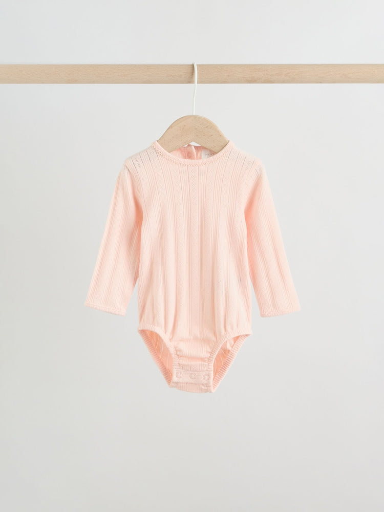 Pink Pointelle Bodysuit Leggings And Cardigan Baby Set 3 Piece (0-9mths)