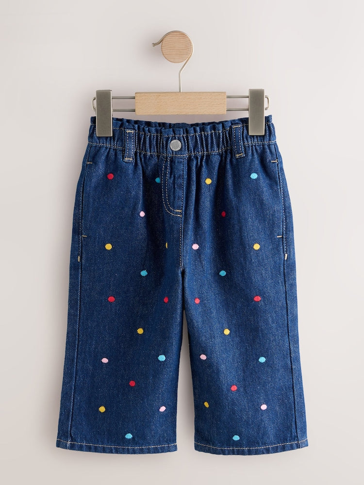 Embroidered Rainbow Spot Wide Leg Jeans (3mths-7yrs)