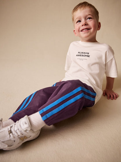 Burgundy Red Wide Leg Side Stripe Joggers (3mths-7yrs) - Size 3-6 Months (62-68cm)