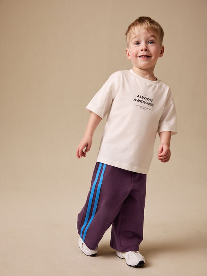 Burgundy Red Wide Leg Side Stripe Joggers (3mths-7yrs) - Size 3-6 Months (62-68cm)