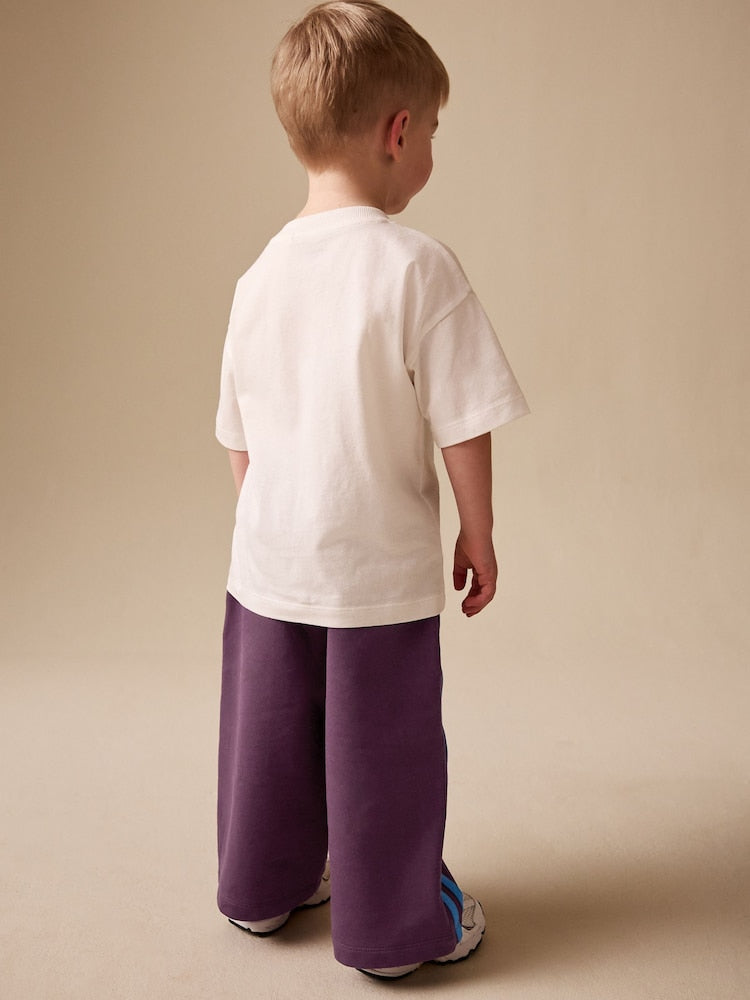 Burgundy Red Wide Leg Side Stripe Joggers (3mths-7yrs) - Size 3-6 Months (62-68cm)