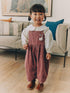 Pink Corduroy/ Ecru Ditsy Blouse & Dungarees Set 2 Piecs (3mths-7yrs) - Pink Corduroy/ Ecru Ditsy Blouse & Dungarees / 12-18 Months (80-86cm)