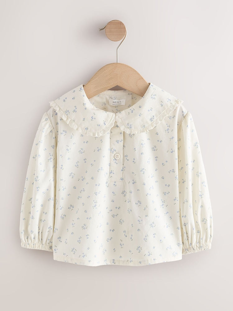 Pink Corduroy/ Ecru Ditsy Blouse &amp; Dungarees
