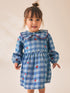 Blue Denim Check Long Sleeve Collar Embroidered Ladybird Dress (3mths-8yrs) - 12-18 Months (80-86cm)