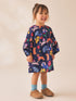 Navy Blue Dog Print Long Sleeve Printed Dress (3mths-8yrs) - Navy Blue Dog Print / 12-18 Months (80-86cm)