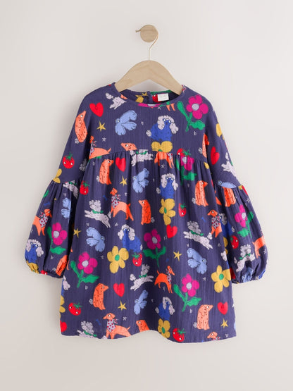 Navy Blue Dog Print