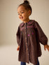 Chocolate Brown Embroidered Check Collar Dress (3mths-8yrs) - Chocolate Brown Embroidered Check Collar / 12-18 Months (80-86cm)