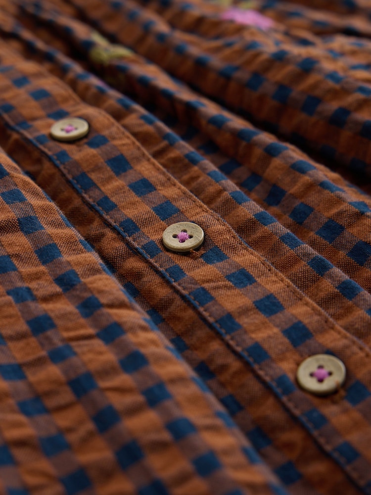 Chocolate Brown Embroidered Check Collar