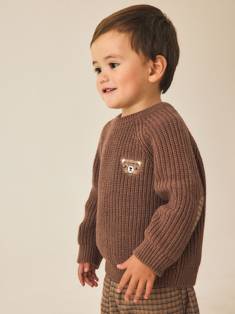 Brown Knitted Jumper and Wide Leg Trousers Set (3mths-7yrs)