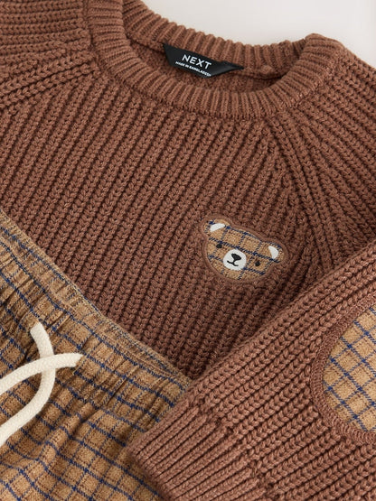 Brown Knitted Jumper and Wide Leg Trousers Set (3mths-7yrs)