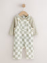 Neutral Checkerboard Jersey Dungaree and Bodysuit Baby Set (0mths-2yrs) - Neutral Checkerboard / Up to 1 Month (50-56cm)