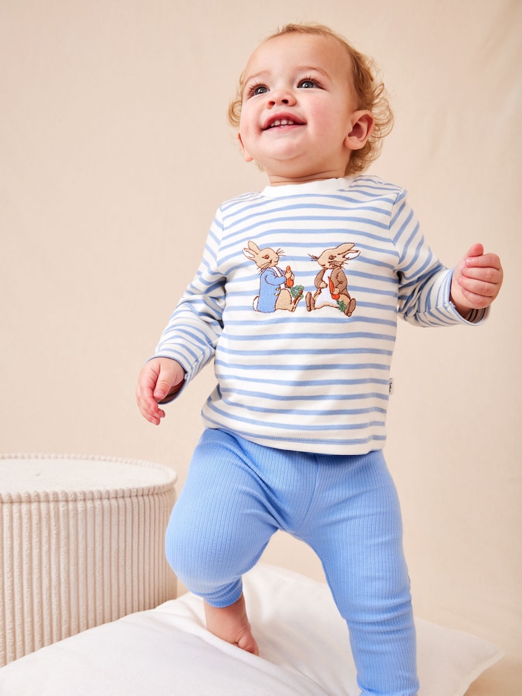 JoJo Maman Bébé Blue Peter Rabbit™ Appliqué Top & Legging Set - Up To 3 Months (50 - 62cm)