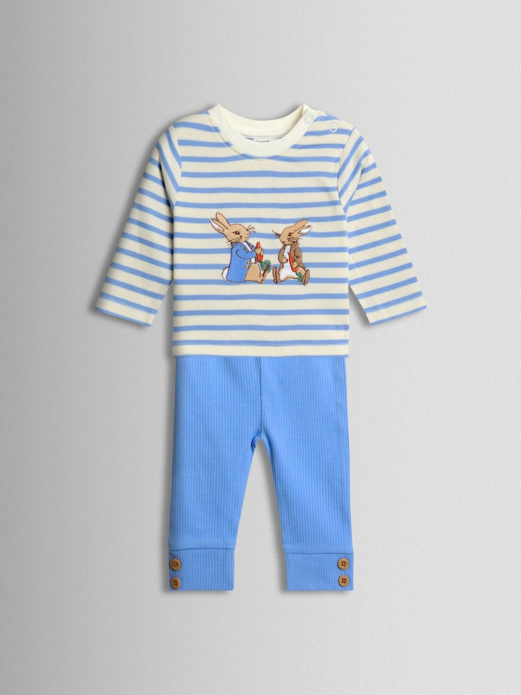 JoJo Maman Bébé Blue Peter Rabbit™ Appliqué Top &amp; Legging Set