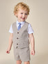 Brown Check Waistcoat, Shirt, Shorts & Tie Set (3mths-9yrs) - Brown Check Waistcoat, / 12-18 Months (80-86cm)