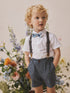 White/Blue Shirt Shorts Braces & Bow Tie Set (3mths-9yrs) - White/Blue / 12-18 Months (80-86cm)