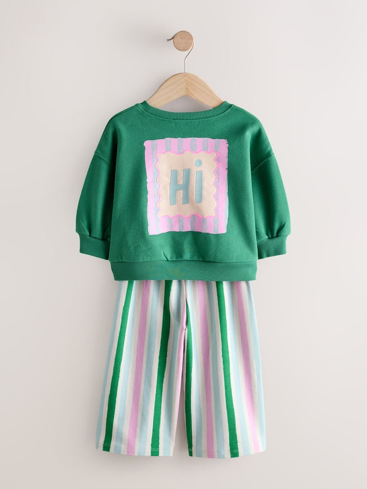 Green/Pink Top &amp; Trousers Set 2 Pack (3mths-7yrs)
