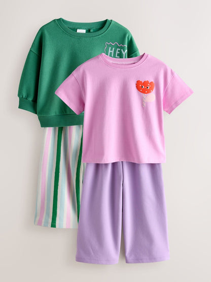 Green/Pink Top &amp; Trousers Set 2 Pack (3mths-7yrs)