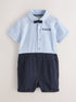 Baker by Ted Baker Blue/Navy Textured Smart Romper - Blue/Navy / Up To 3 Months (50 - 62cm)