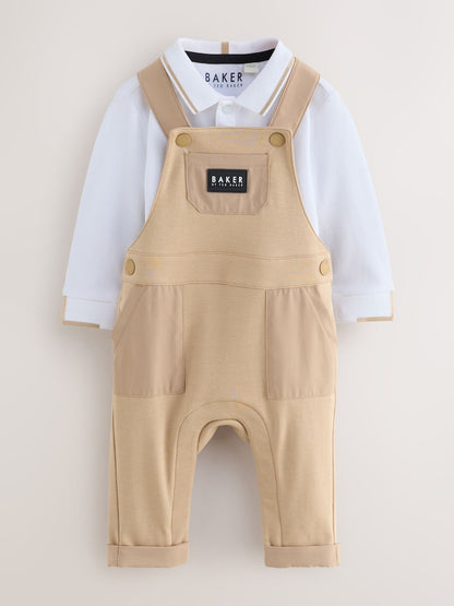 Baker by Ted Baker Stone Dungaree and Polo Shirt Set - Stone / Up To 3 Months (50 - 62cm)