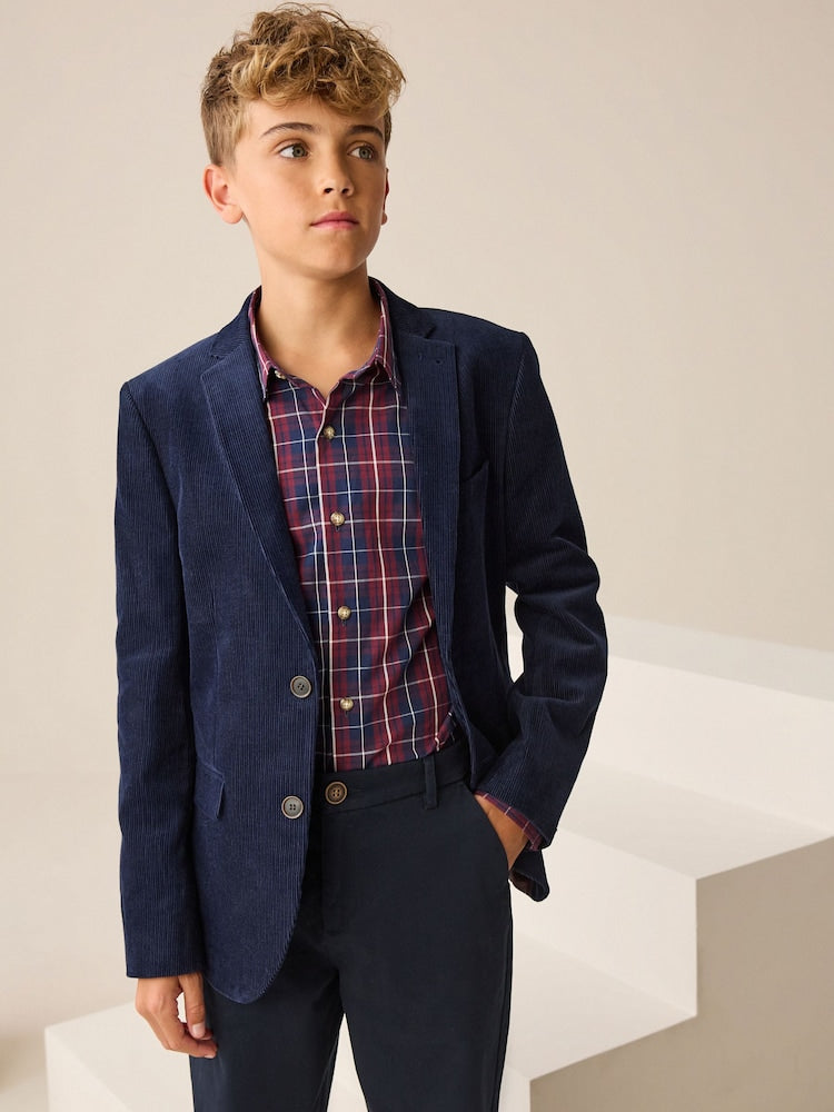 Navy Blue Corduroy Blazer (3-16yrs) - Navy Blue Corduroy / 10 Years (140cm)