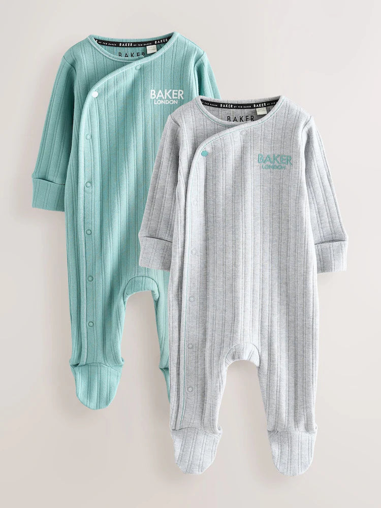Baker by Ted Baker 2 Pack Textured Sleepsuits