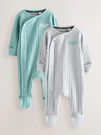 Baker by Ted Baker 2 Pack Textured Sleepsuits