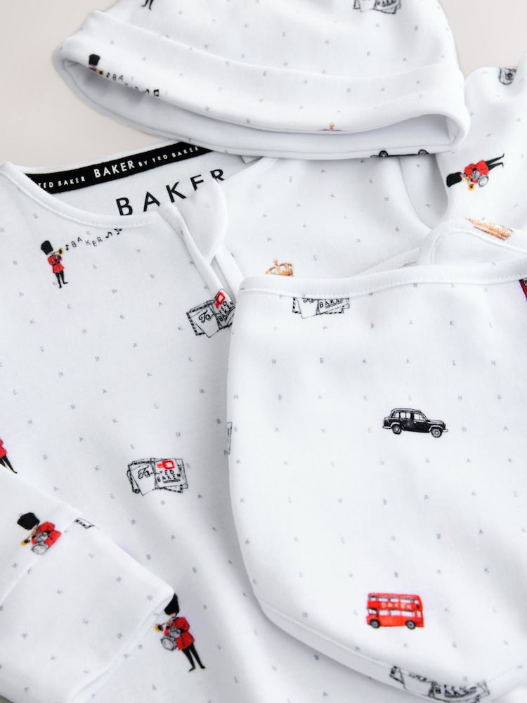 Baker by Ted Baker London Sleepsuit, Hat and Bib White Gift Set