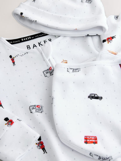 Baker by Ted Baker London Sleepsuit, Hat and Bib White Gift Set