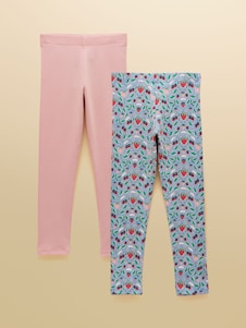 River Island Pink Ribbed Floral Kickflare Leggings 2 Pack - Size 12-18 Months (80-86cm)