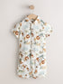 Ecru Safari Set Short Sleeve Double Cloth Shirt & Shorts Set (3mths-10yrs) - Size 3-6 Months (62-68cm) - Ecru Safari