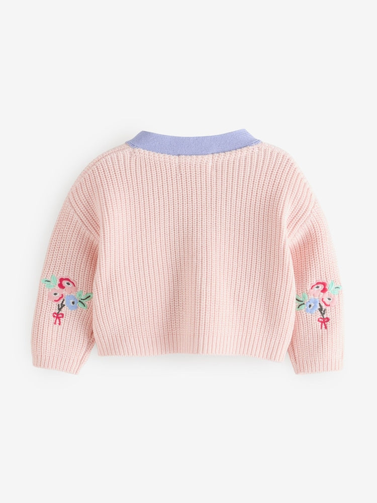 Pink Floral Cath Kidston Cardigan (3mths-8yrs) - Size 3-6 Months (62-68cm)