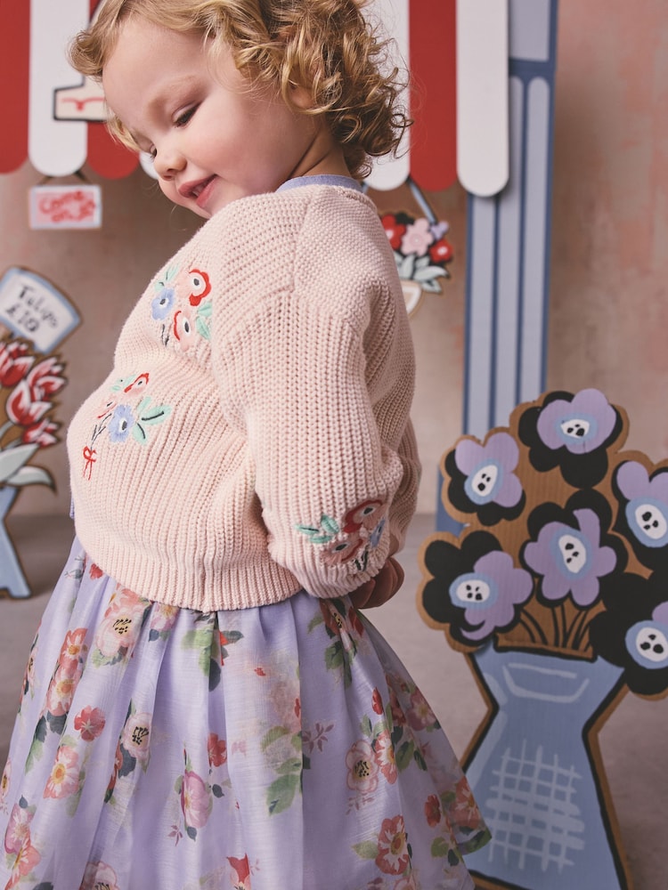 Pink Floral Cath Kidston Cardigan (3mths-8yrs) - Size 3-6 Months (62-68cm)