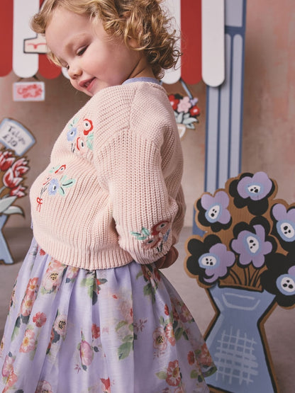 Pink Floral Cath Kidston Cardigan (3mths-8yrs) - Size 3-6 Months (62-68cm)