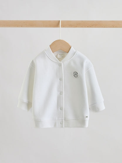 White Jersey Jacket Bodysuit and Leggings 3 Piece Baby Set (0mths-2yrs)