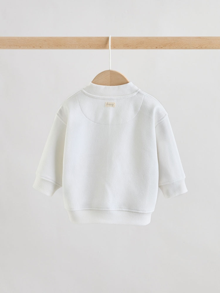 White Jersey Jacket Bodysuit and Leggings 3 Piece Baby Set (0mths-2yrs)