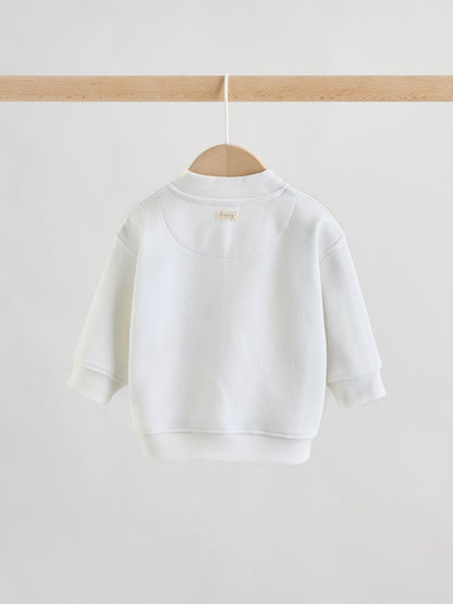 White Jersey Jacket Bodysuit and Leggings 3 Piece Baby Set (0mths-2yrs)