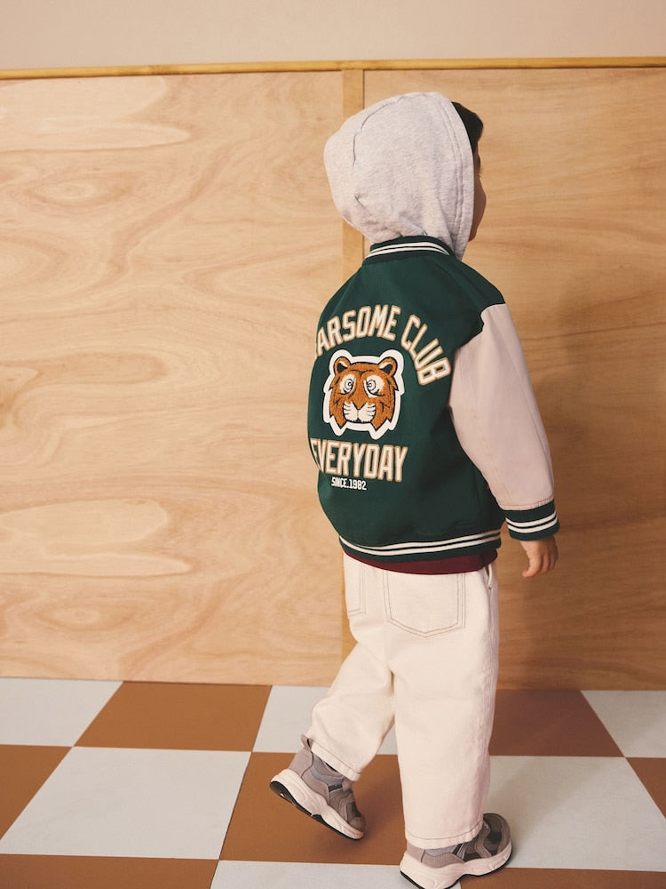 Green/Tan Varsity Jacket (3mths-7yrs) - Size 3-6 Months (62-68cm)