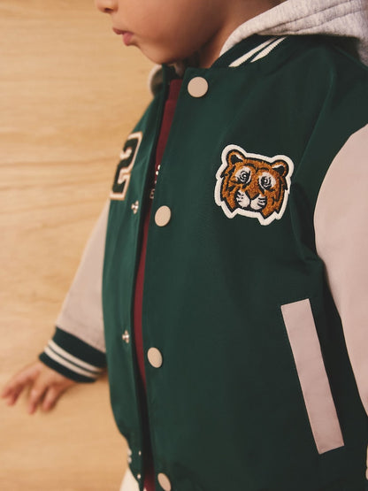 Green/Tan Varsity Jacket (3mths-7yrs) - Size 3-6 Months (62-68cm)