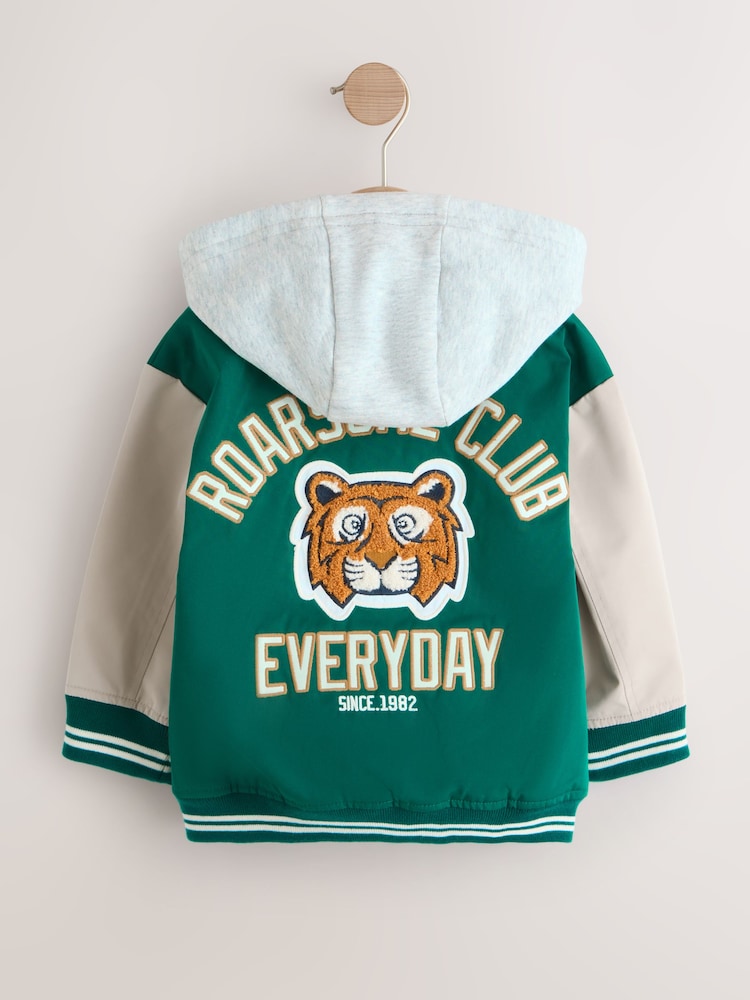 Green/Tan Varsity Jacket (3mths-7yrs) - Size 3-6 Months (62-68cm)