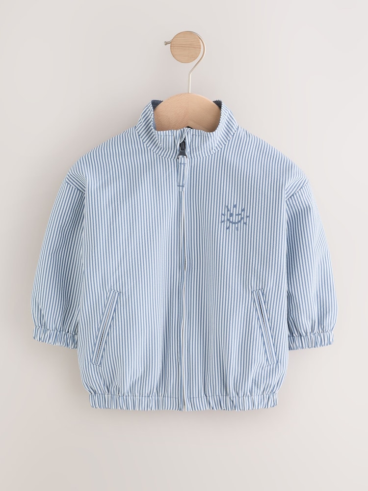 Light Blue Pinstripe Bomber Jacket (3mths-7yrs) - Size 3-6 Months (62-68cm) - Light Blue Pinstripe Bomber