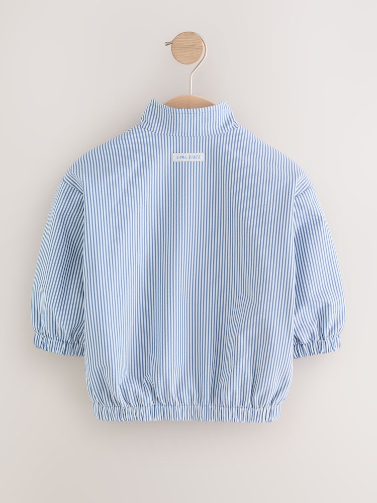 Light Blue Pinstripe Bomber Jacket (3mths-7yrs) - Size 3-6 Months (62-68cm)