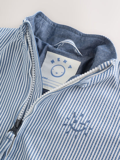 Light Blue Pinstripe Bomber Jacket (3mths-7yrs) - Size 3-6 Months (62-68cm)