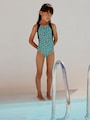 Turquoise Blue Animal Sports Open Back Swimsuit (3-16yrs) - Size 3 Years (98cm)