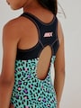 Turquoise Blue Animal Sports Open Back Swimsuit (3-16yrs) - Size 3 Years (98cm)