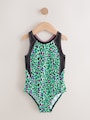 Turquoise Blue Animal Sports Open Back Swimsuit (3-16yrs) - Size 3 Years (98cm)