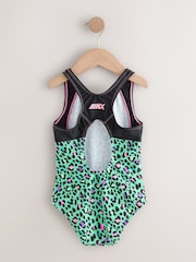 Turquoise Blue Animal Sports Open Back Swimsuit (3-16yrs) - Size 3 Years (98cm)